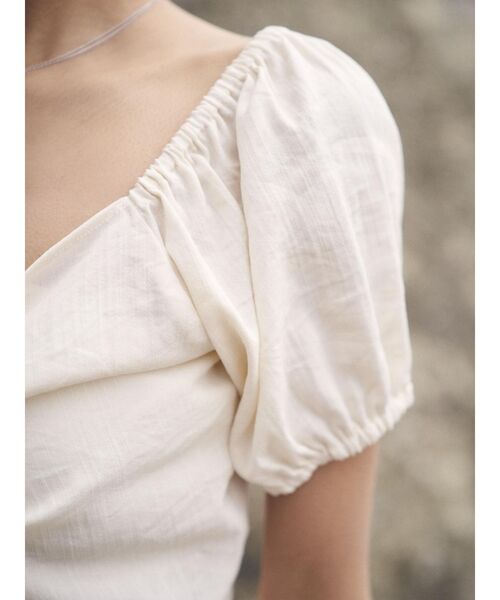 To the sea（トゥーザシー）の「フロントリボン2WAYショートトップス（シャツ/ブラウス・レディース・ベージュ/アイボリー/グリーン系その他・FREE）」の13枚目の写真