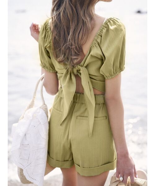 To the sea（トゥーザシー）の「フロントリボン2WAYショートトップス（シャツ/ブラウス・レディース・ベージュ/アイボリー/グリーン系その他・FREE）」の14枚目の写真