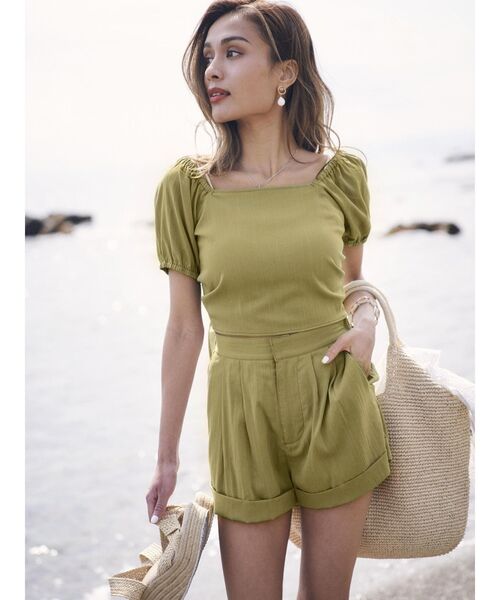 To the sea（トゥーザシー）の「フロントリボン2WAYショートトップス（シャツ/ブラウス・レディース・ベージュ/アイボリー/グリーン系その他・FREE）」の15枚目の写真