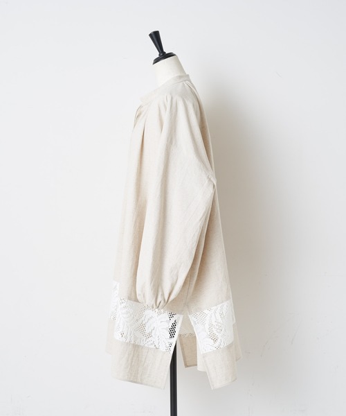 BEARDSLEY(ビアズリー)の「裾レースBIGシャツ(シャツ/ブラウス・レディース・ベージュ/ブラック・FREE)」の9枚目の写真