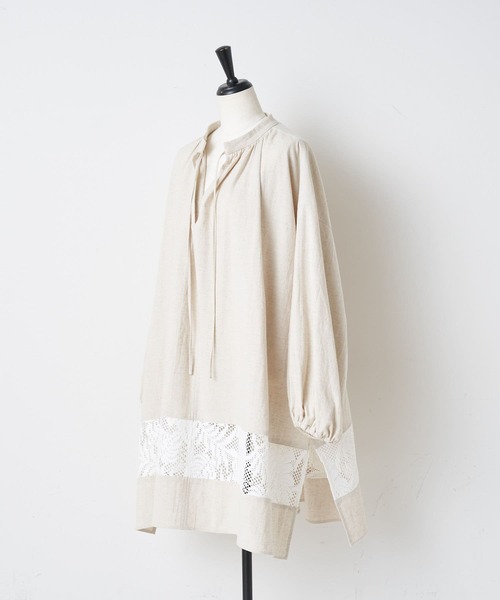 BEARDSLEY(ビアズリー)の「裾レースBIGシャツ(シャツ/ブラウス・レディース・ベージュ/ブラック・FREE)」の16枚目の写真