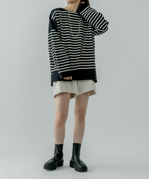 mystic(ミスティック)の「バスクボーダープルオーバー(Tシャツ/カットソー・レディース・オフホワイト/アイボリー/ブルー/ブラック/グリーン/オレンジ・FREE)」の19枚目の写真