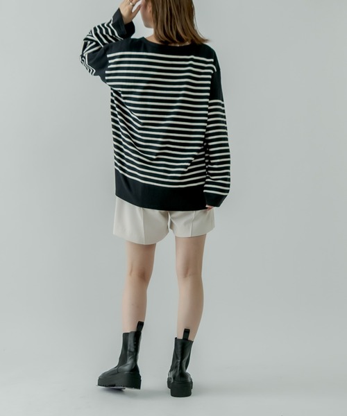 mystic(ミスティック)の「バスクボーダープルオーバー(Tシャツ/カットソー・レディース・オフホワイト/アイボリー/ブルー/ブラック/グリーン/オレンジ・FREE)」の17枚目の写真