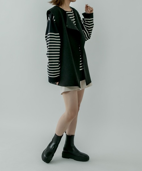 mystic(ミスティック)の「バスクボーダープルオーバー(Tシャツ/カットソー・レディース・オフホワイト/アイボリー/ブルー/ブラック/グリーン/オレンジ・FREE)」の13枚目の写真