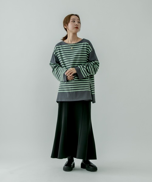 mystic(ミスティック)の「バスクボーダープルオーバー(Tシャツ/カットソー・レディース・オフホワイト/アイボリー/ブルー/ブラック/グリーン/オレンジ・FREE)」の22枚目の写真