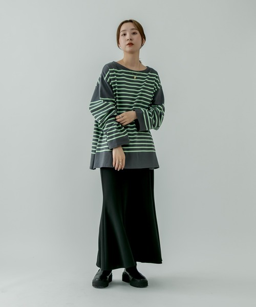 mystic(ミスティック)の「バスクボーダープルオーバー(Tシャツ/カットソー・レディース・オフホワイト/アイボリー/ブルー/ブラック/グリーン/オレンジ・FREE)」の21枚目の写真