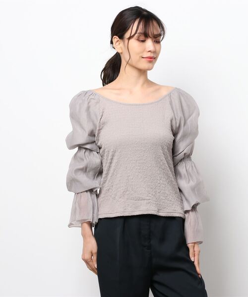 mysty woman（ミスティウーマン）の「シアキャンディスリーブ2WAYプルオーバー 218378（シャツ/ブラウス・レディース・オフホワイト/ブラック/ベージュ・FREE）」の5枚目の写真