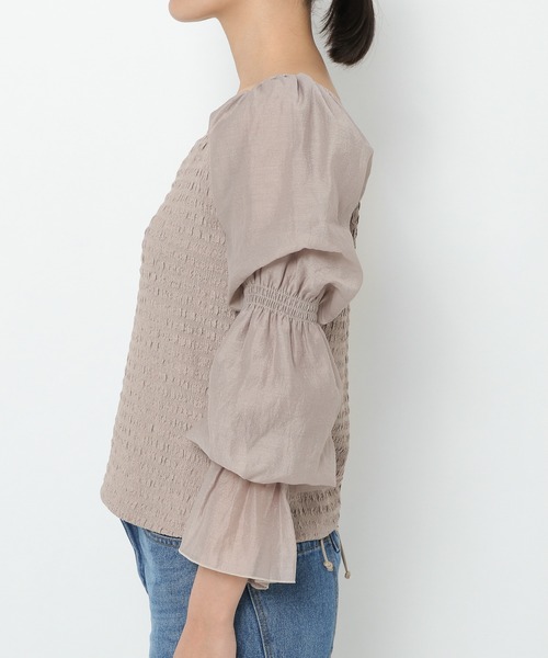 mysty woman（ミスティウーマン）の「シアキャンディスリーブ2WAYプルオーバー 218378（シャツ/ブラウス・レディース・オフホワイト/ブラック/ベージュ・FREE）」の9枚目の写真