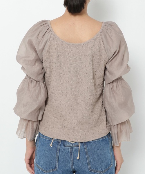 mysty woman（ミスティウーマン）の「シアキャンディスリーブ2WAYプルオーバー 218378（シャツ/ブラウス・レディース・オフホワイト/ブラック/ベージュ・FREE）」の11枚目の写真