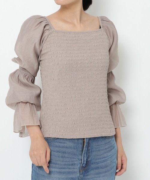 mysty woman（ミスティウーマン）の「シアキャンディスリーブ2WAYプルオーバー 218378（シャツ/ブラウス・レディース・オフホワイト/ブラック/ベージュ・FREE）」の19枚目の写真