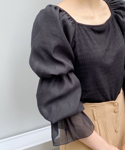 mysty woman（ミスティウーマン）の「シアキャンディスリーブ2WAYプルオーバー 218378（シャツ/ブラウス・レディース・オフホワイト/ブラック/ベージュ・FREE）」の22枚目の写真