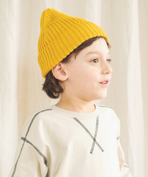 BRANSHES（ブランシェス）の「シンプルニット帽（ニットキャップ/ビーニー・キッズ・ブラック/グレー/レッド/ブルー/マスタード・S/L/M）」の5枚目の写真