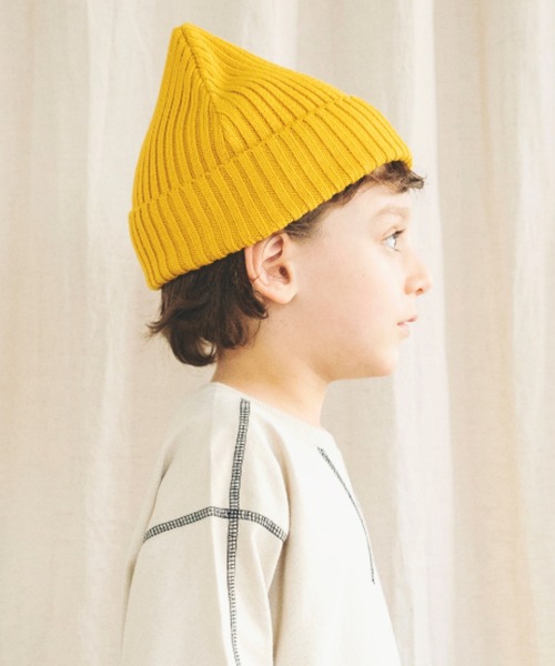 BRANSHES（ブランシェス）の「シンプルニット帽（ニットキャップ/ビーニー・キッズ・ブラック/グレー/レッド/ブルー/マスタード・S/L/M）」の7枚目の写真