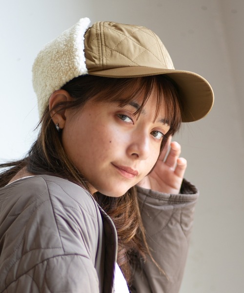 14+（イチヨンプラス）の「キルティングボアキャップ（キャップ・レディース・ベージュ/オリーブ/ブラック・FREE）」の3枚目の写真