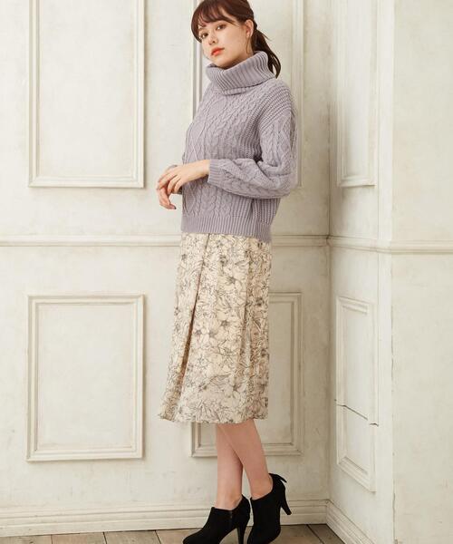 花柄シフォンミモレ スカート