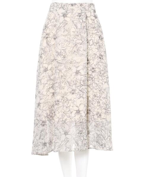 Allamanda(アラマンダ)の「花柄シフォンミモレ/スカート(スカート・レディース・サックスブルー/ピンク・M)」の4枚目の写真