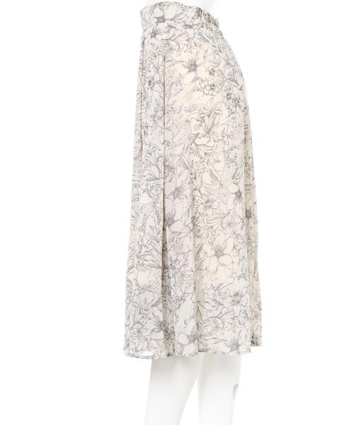Allamanda(アラマンダ)の「花柄シフォンミモレ/スカート(スカート・レディース・サックスブルー/ピンク・M)」の3枚目の写真