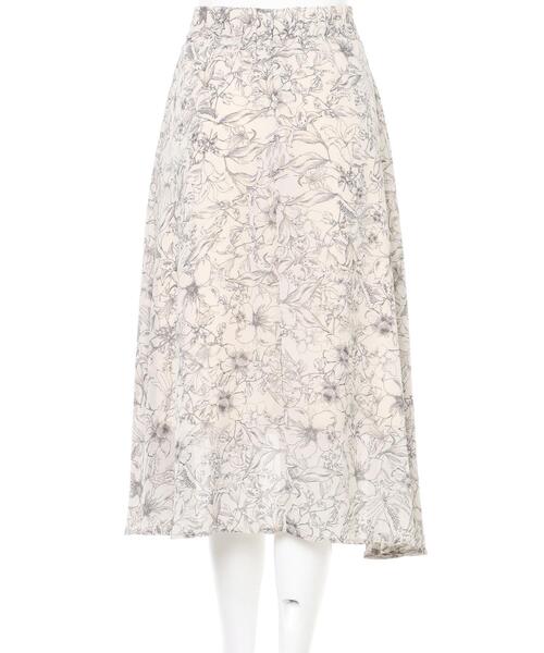 Allamanda(アラマンダ)の「花柄シフォンミモレ/スカート(スカート・レディース・サックスブルー/ピンク・M)」の5枚目の写真