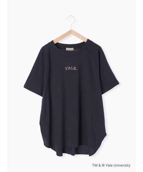 Samansa Mos2（サマンサ モスモス）の「【YALE UNIV．】ミニロゴ刺繍Tシャツ（Tシャツ/カットソー・レディース・ネイビー/カーキ/イエロー/キナリ・ﾌﾘ-）」の3枚目の写真