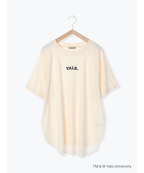 Samansa Mos2（サマンサ モスモス）の「【YALE UNIV．】ミニロゴ刺繍Tシャツ（Tシャツ/カットソー・レディース・ネイビー/カーキ/イエロー/キナリ・ﾌﾘ-）」の2枚目の写真