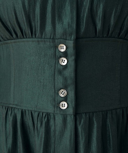 MADEMOISELLE ROPE'（マドモアゼル ロペ）の「ウエストシェイプメタリックワンピース（ワンピース・レディース・ベージュ/グリーン・38）」の16枚目の写真