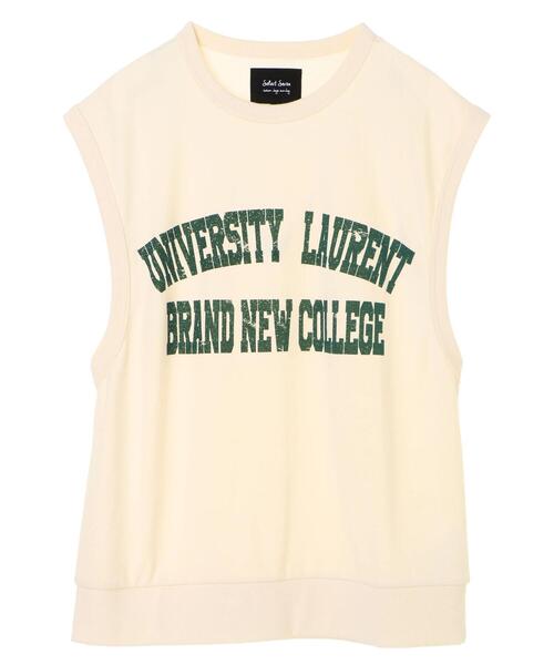 SEVENDAYS=SUNDAY（セブンデイズサンデイ）の「ミニ裏毛カレッジプリントベスト　＊（ベスト・レディース・アイボリー/モカ/グレー系その他・MEDIUM/LARGE）」の4枚目の写真