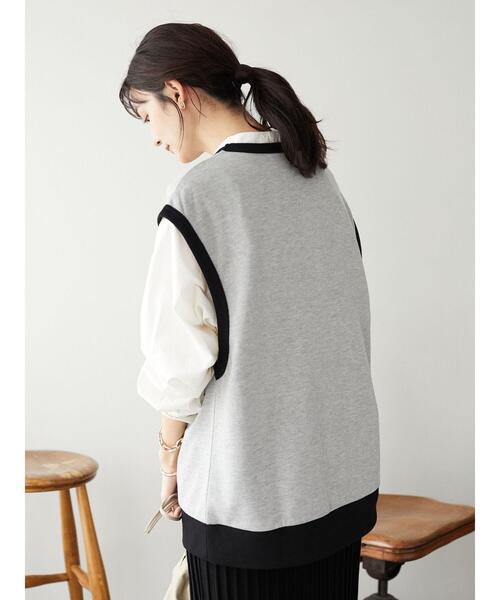 SEVENDAYS=SUNDAY（セブンデイズサンデイ）の「ミニ裏毛カレッジプリントベスト　＊（ベスト・レディース・アイボリー/モカ/グレー系その他・MEDIUM/LARGE）」の11枚目の写真