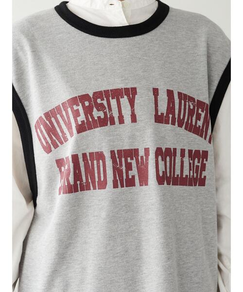 SEVENDAYS=SUNDAY（セブンデイズサンデイ）の「ミニ裏毛カレッジプリントベスト　＊（ベスト・レディース・アイボリー/モカ/グレー系その他・MEDIUM/LARGE）」の15枚目の写真