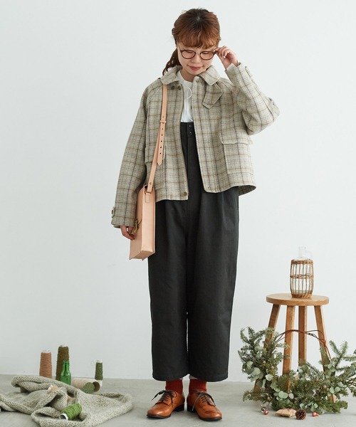 chambre de charme(シャンブルドゥシャーム)の「cdc リサイクルウール先染め ショートブルゾン(ブルゾン・レディース・クリーム/チョコ・FREE)」の12枚目の写真