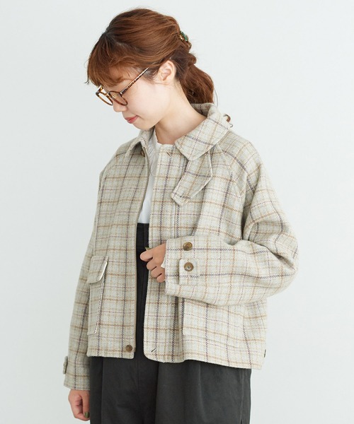 chambre de charme(シャンブルドゥシャーム)の「cdc リサイクルウール先染め ショートブルゾン(ブルゾン・レディース・クリーム/チョコ・FREE)」の21枚目の写真