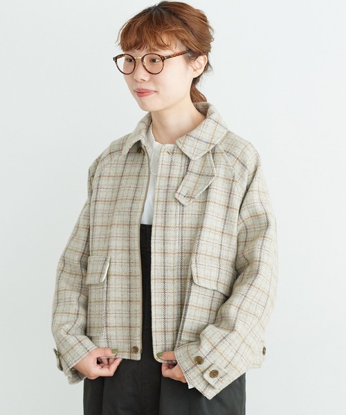 chambre de charme(シャンブルドゥシャーム)の「cdc リサイクルウール先染め ショートブルゾン(ブルゾン・レディース・クリーム/チョコ・FREE)」の13枚目の写真