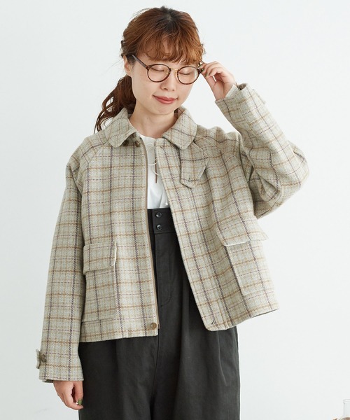 chambre de charme(シャンブルドゥシャーム)の「cdc リサイクルウール先染め ショートブルゾン(ブルゾン・レディース・クリーム/チョコ・FREE)」の20枚目の写真