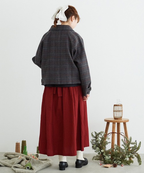 chambre de charme(シャンブルドゥシャーム)の「cdc リサイクルウール先染め ショートブルゾン(ブルゾン・レディース・クリーム/チョコ・FREE)」の5枚目の写真