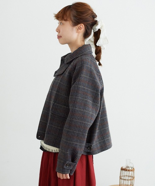 chambre de charme(シャンブルドゥシャーム)の「cdc リサイクルウール先染め ショートブルゾン(ブルゾン・レディース・クリーム/チョコ・FREE)」の15枚目の写真