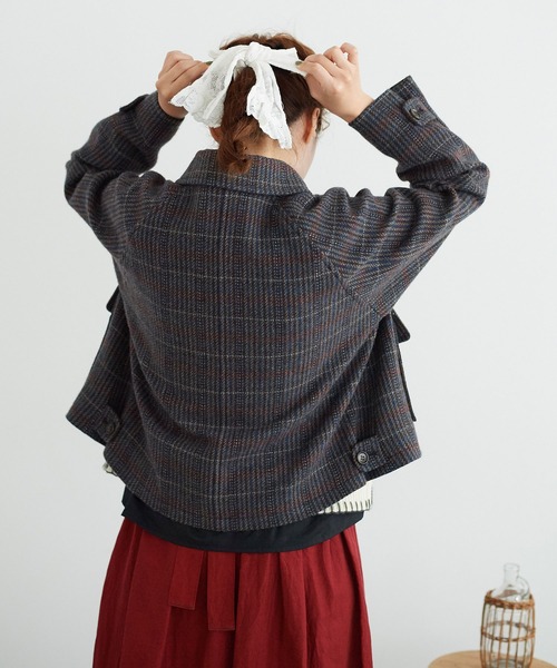 chambre de charme(シャンブルドゥシャーム)の「cdc リサイクルウール先染め ショートブルゾン(ブルゾン・レディース・クリーム/チョコ・FREE)」の10枚目の写真