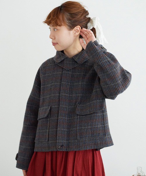 chambre de charme(シャンブルドゥシャーム)の「cdc リサイクルウール先染め ショートブルゾン(ブルゾン・レディース・クリーム/チョコ・FREE)」の14枚目の写真