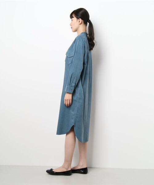 Petit Honfleur（プチオンフルール）の「細コールシャツワンピース（シャツワンピース・レディース・グレー/ブルー・9号/11号/13号）」の7枚目の写真