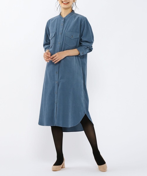 Petit Honfleur（プチオンフルール）の「細コールシャツワンピース（シャツワンピース・レディース・グレー/ブルー・9号/11号/13号）」の2枚目の写真