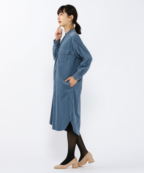 Petit Honfleur（プチオンフルール）の「細コールシャツワンピース（シャツワンピース・レディース・グレー/ブルー・9号/11号/13号）」の12枚目の写真