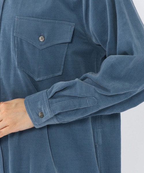 Petit Honfleur（プチオンフルール）の「細コールシャツワンピース（シャツワンピース・レディース・グレー/ブルー・9号/11号/13号）」の11枚目の写真