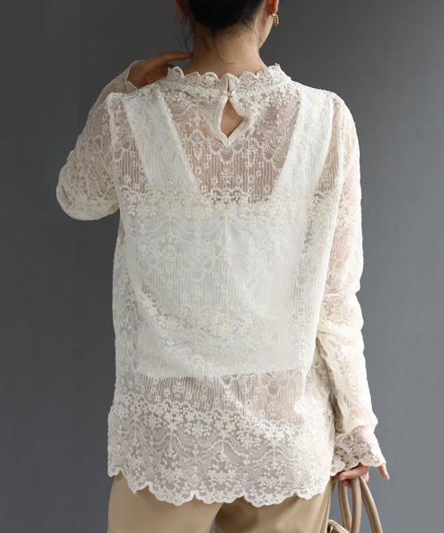 cawaii（カワイイ）の「上手く肌を隠したい日の総レースインナーハイネックトップス（Tシャツ/カットソー・レディース・アイボリー・FREE）」の5枚目の写真