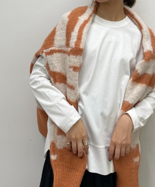 BONbazaar（ボンバザール）の「表面起毛ゼブラ柄ジャガードカーディガン（カーディガン/ボレロ・レディース・ブラック/オレンジ・FREE）」の16枚目の写真