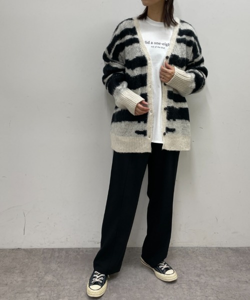 BONbazaar（ボンバザール）の「表面起毛ゼブラ柄ジャガードカーディガン（カーディガン/ボレロ・レディース・ブラック/オレンジ・FREE）」の19枚目の写真