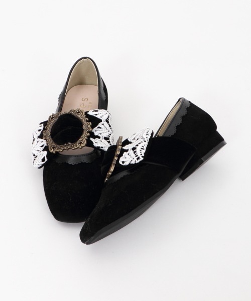 axes femme（アクシーズファム）の「ベロアリボンバレエシューズ（バレエシューズ・レディース・ワイン/ブラック・MEDIUM/LARGE）」の2枚目の写真