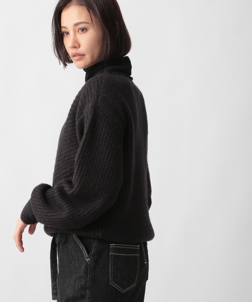 Ezick(エジック)の「クロスプルオーバー(ニット/セーター・レディース・ブラック/オフホワイト・FREE)」の10枚目の写真