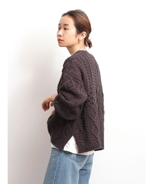 Ungrid（アングリッド）の「【WEB限定】パッチワークケーブルニット（ニット/セーター・レディース・アイボリー/モカ/オレンジ/ミント/ブラック・FREE）」の18枚目の写真