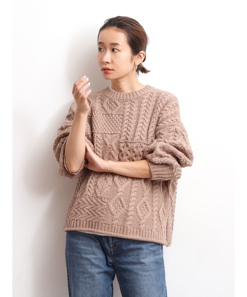 Ungrid（アングリッド）の「【WEB限定】パッチワークケーブルニット（ニット/セーター・レディース・アイボリー/モカ/オレンジ/ミント/ブラック・FREE）」の15枚目の写真