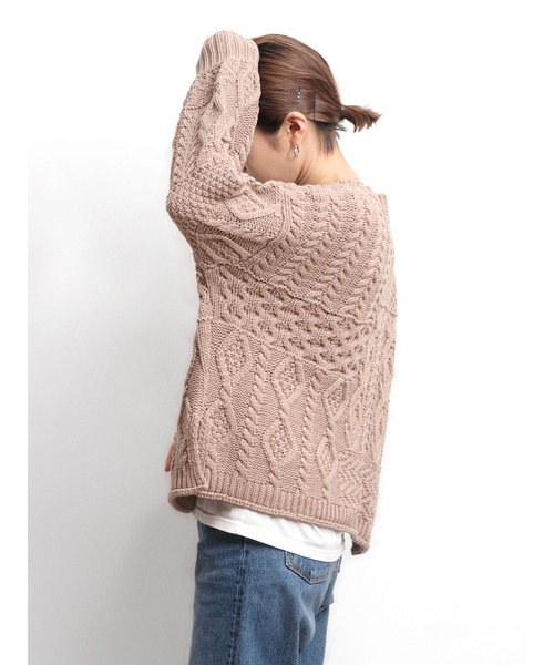 Ungrid（アングリッド）の「【WEB限定】パッチワークケーブルニット（ニット/セーター・レディース・アイボリー/モカ/オレンジ/ミント/ブラック・FREE）」の19枚目の写真