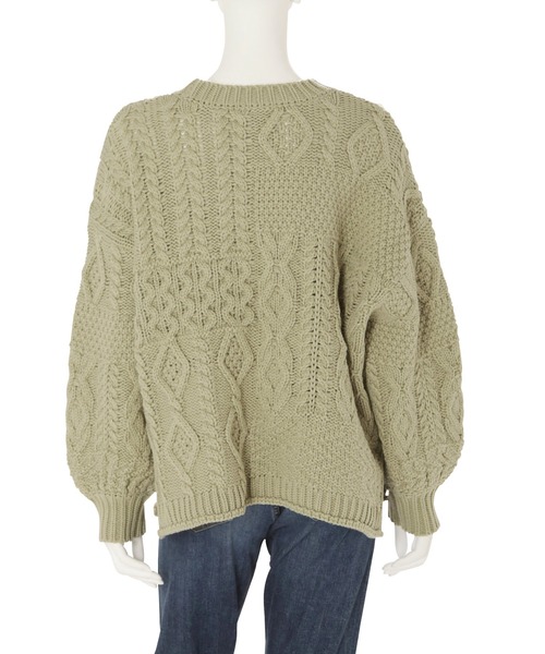 Ungrid（アングリッド）の「【WEB限定】パッチワークケーブルニット（ニット/セーター・レディース・アイボリー/モカ/オレンジ/ミント/ブラック・FREE）」の16枚目の写真