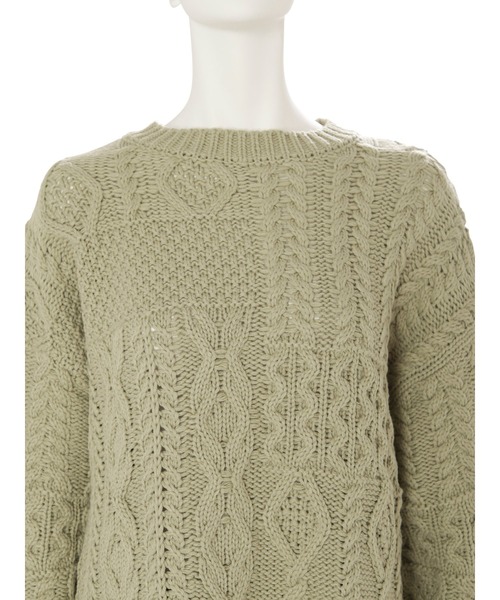 Ungrid（アングリッド）の「【WEB限定】パッチワークケーブルニット（ニット/セーター・レディース・アイボリー/モカ/オレンジ/ミント/ブラック・FREE）」の20枚目の写真